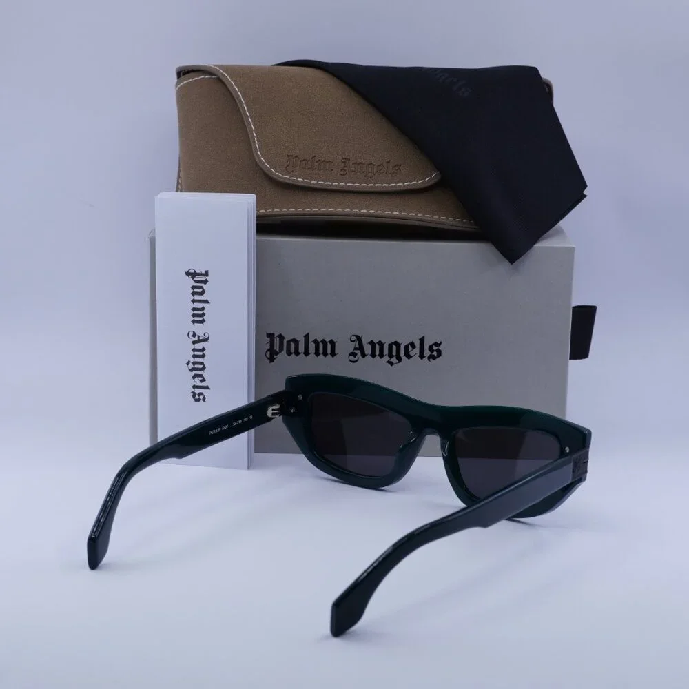 Palm Angels PERI10E CLAIRE 5507 Sunglasses Green Cat Eye Frame, Dark Grey Lenses
